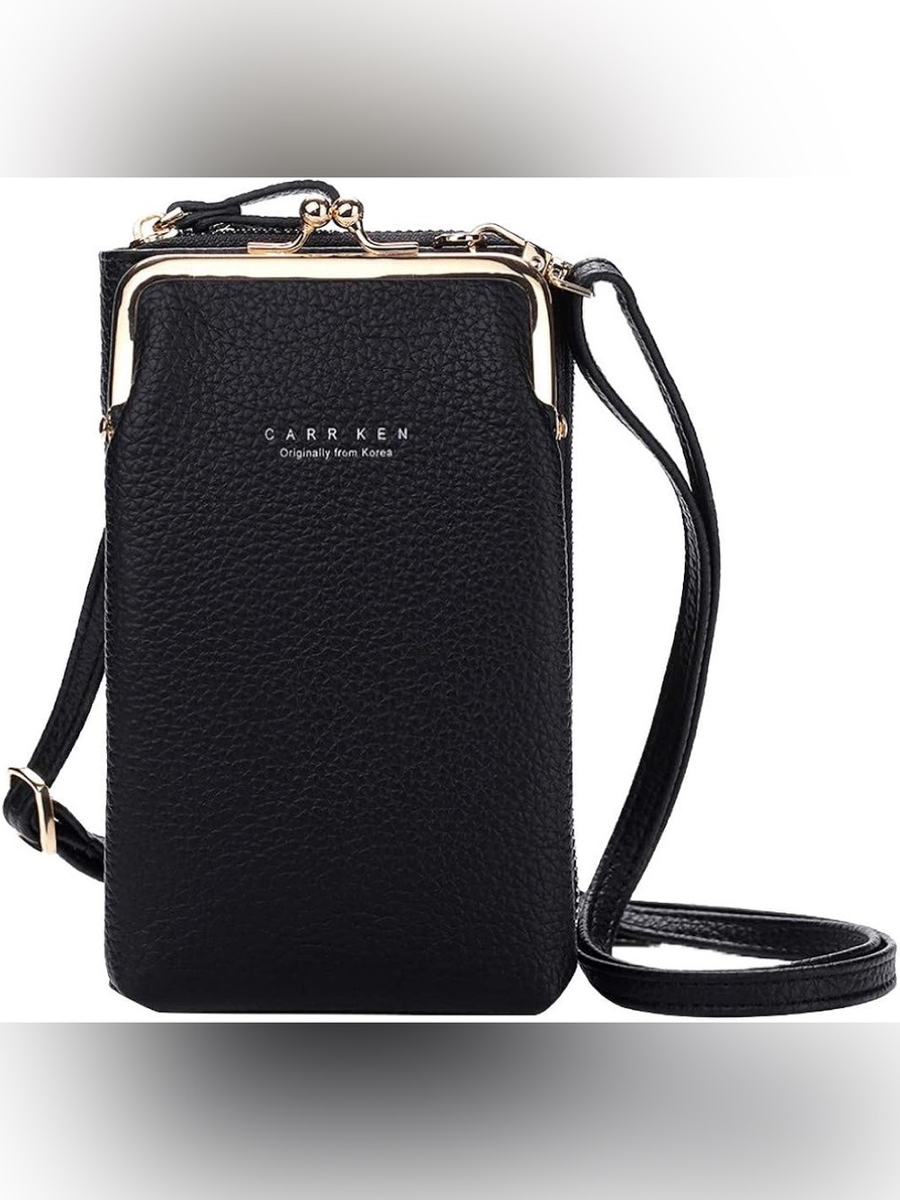 Carr Ken Black Crossbody Bag with Gold Frame